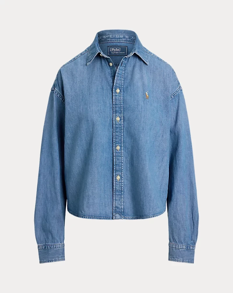 Cropped Boxy Denim Shirt