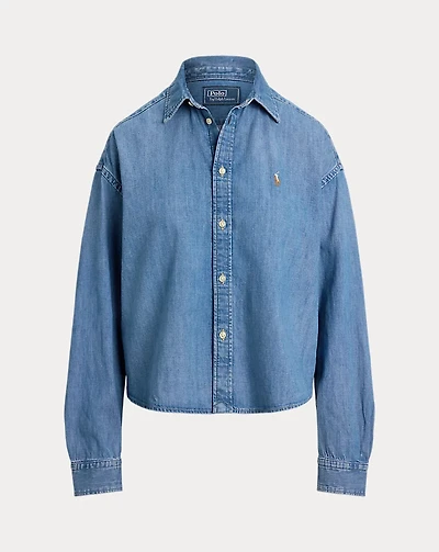 Cropped Boxy Denim Shirt