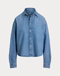 Cropped Boxy Denim Shirt