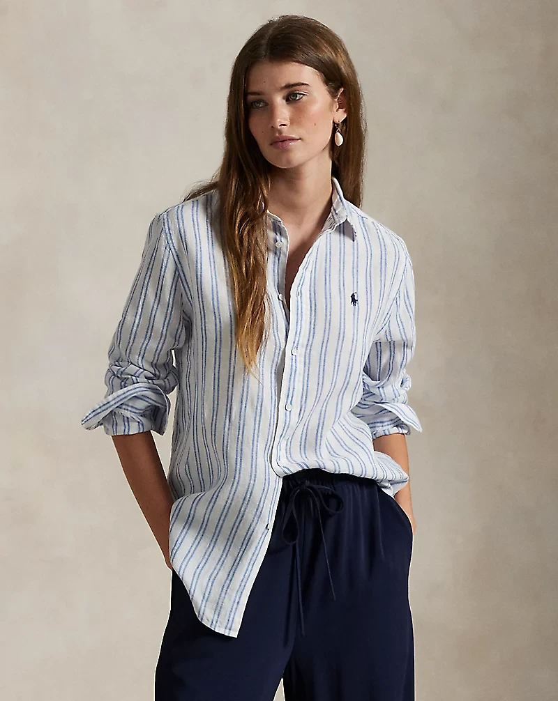 Classic Fit Striped Linen Shirt