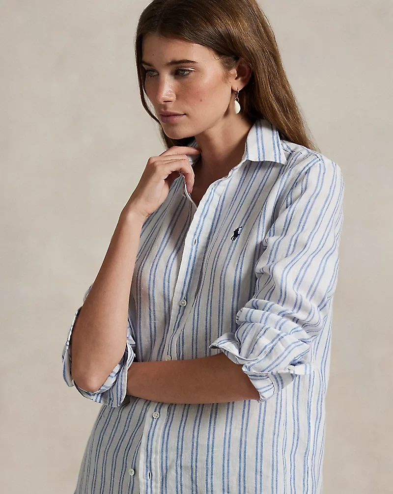 Classic Fit Striped Linen Shirt