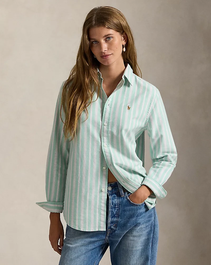 Classic Fit Striped Cotton Oxford Shirt