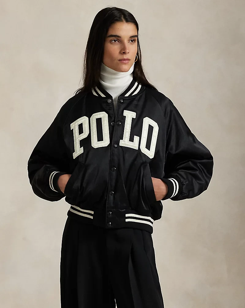 Logo Satin Bomber Jacket