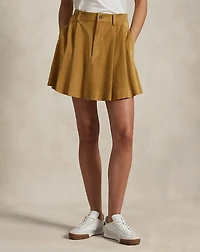 Pleated Suede Skirt