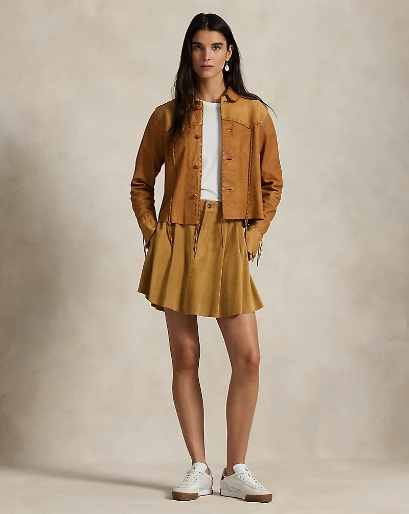 Pleated Suede Skirt