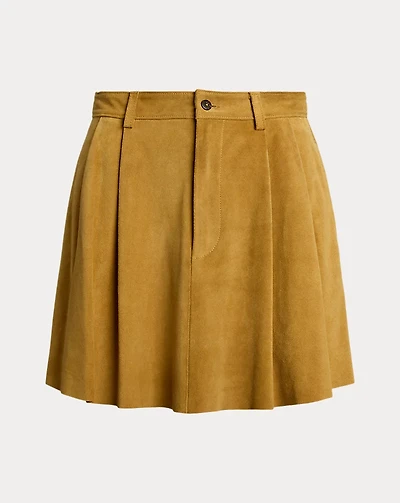 Pleated Suede Skirt