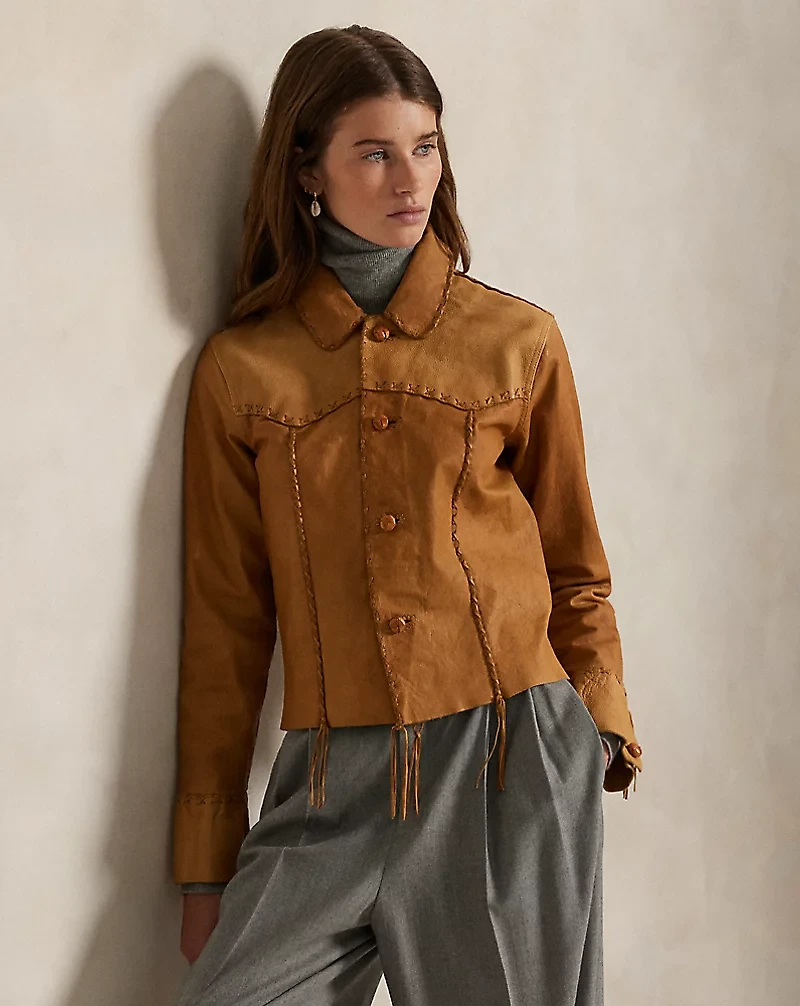 Western Leather Shirt Jacket