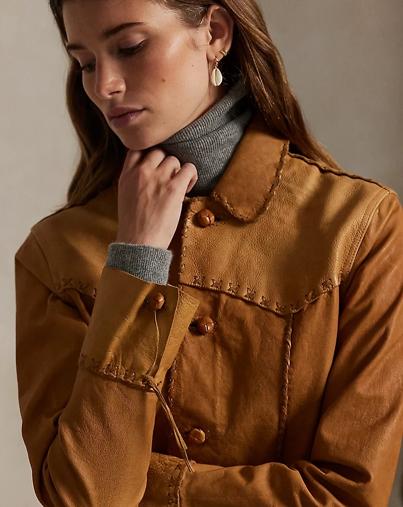 Western Leather Shirt Jacket