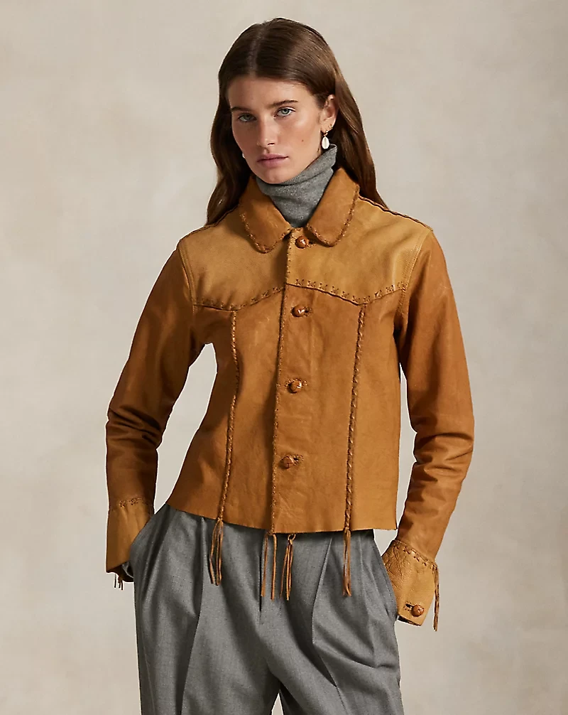 Western Leather Shirt Jacket