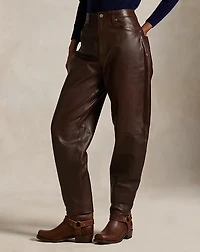 Curved Tapered Leather Pant