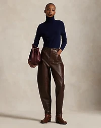 Curved Tapered Leather Pant