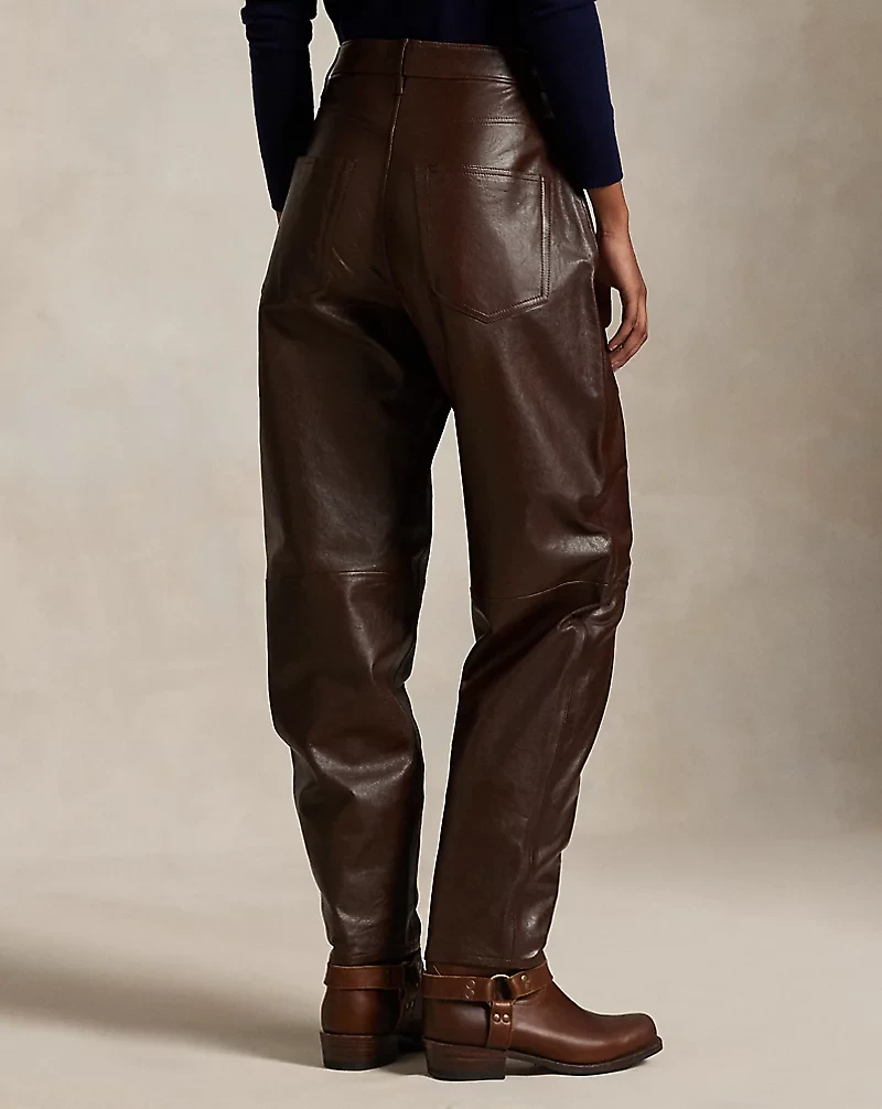 Curved Tapered Leather Pant