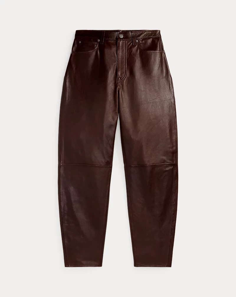 Curved Tapered Leather Pant