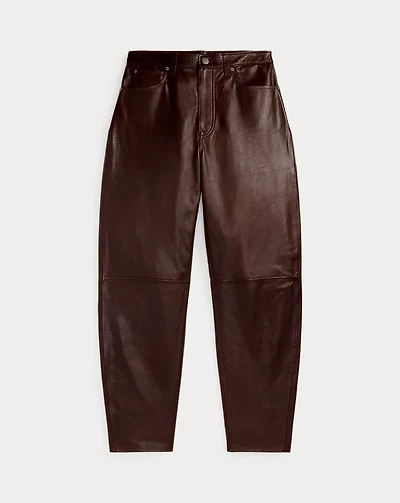 Curved Tapered Leather Pant