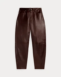 Curved Tapered Leather Pant