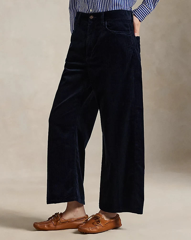 Corduroy Wide-Leg Cropped Pant