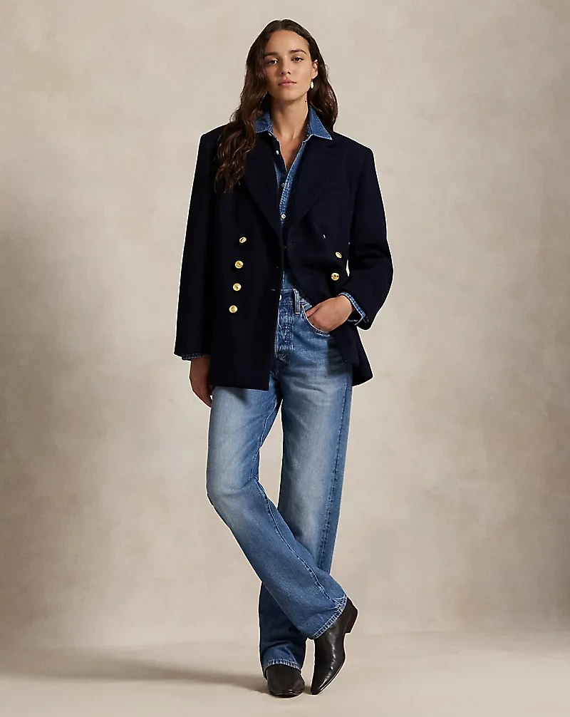 Double-Breasted Wool Melton Blazer