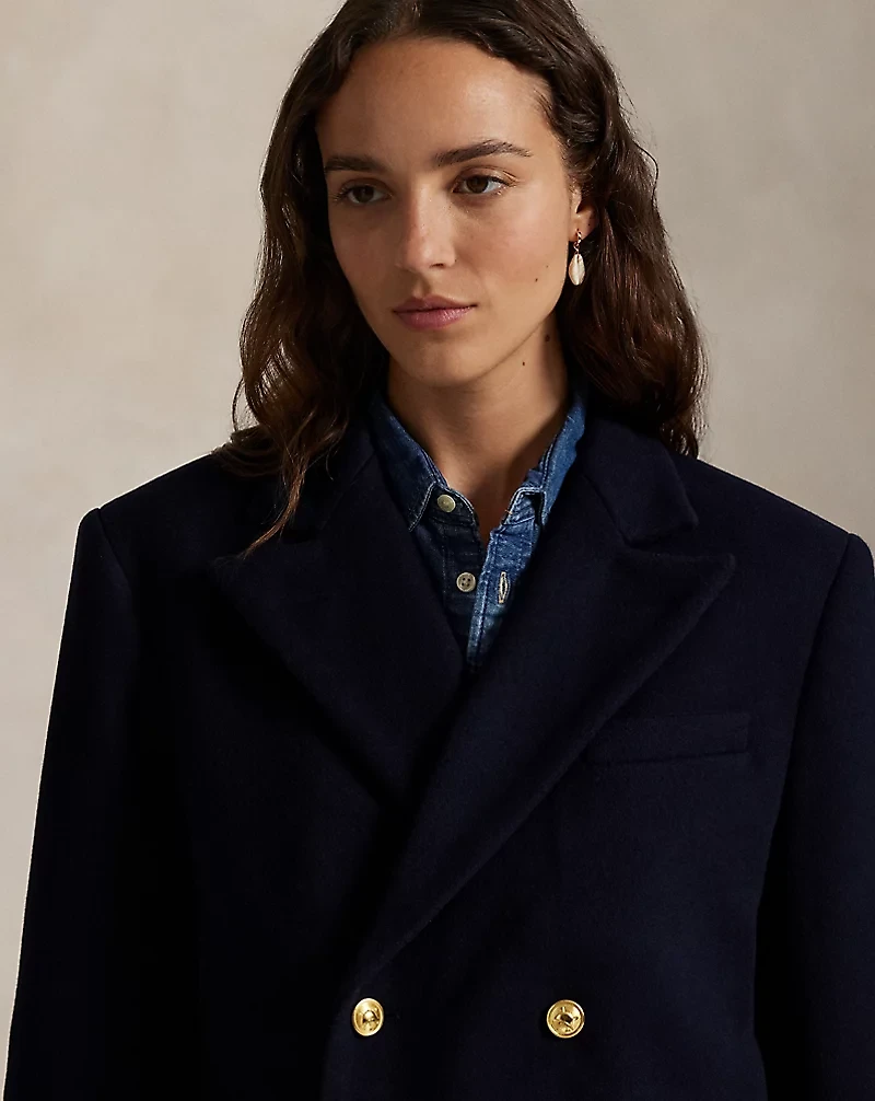 Double-Breasted Wool Melton Blazer