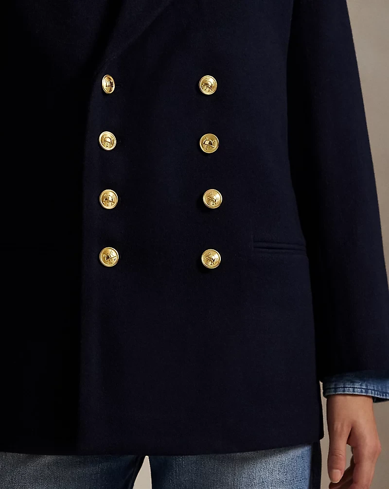 Double-Breasted Wool Melton Blazer