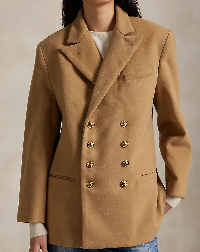 Double-Breasted Wool Melton Blazer