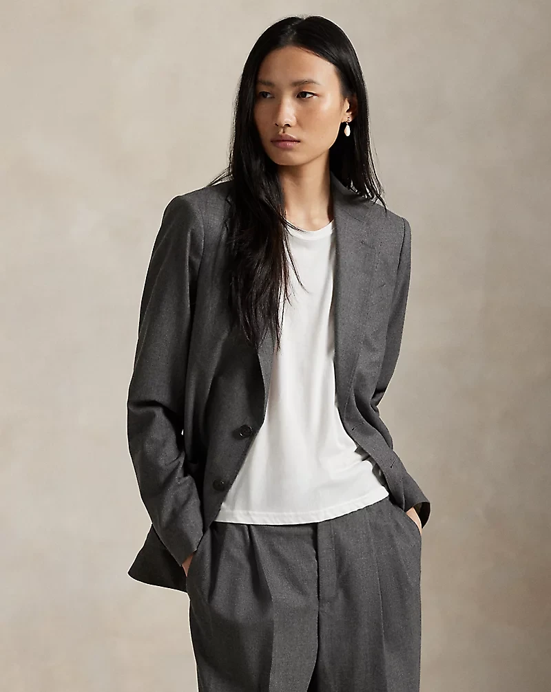 Wool-Blend Flannel Blazer