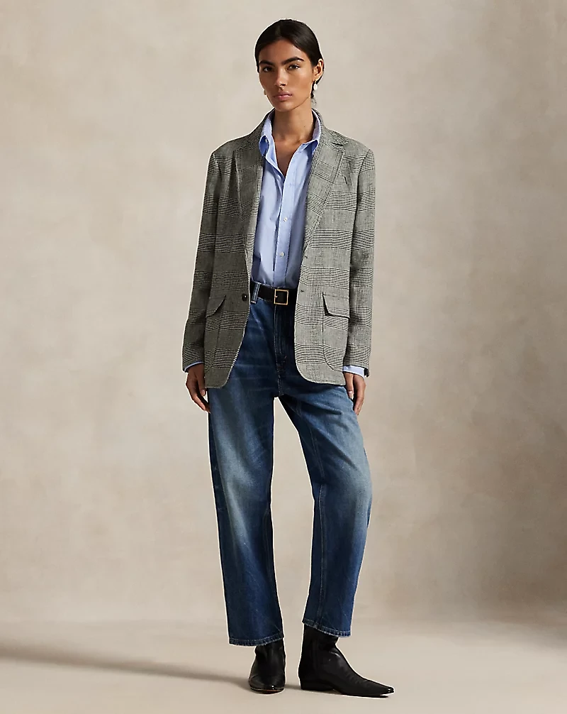 Glen Check Linen Tweed Blazer