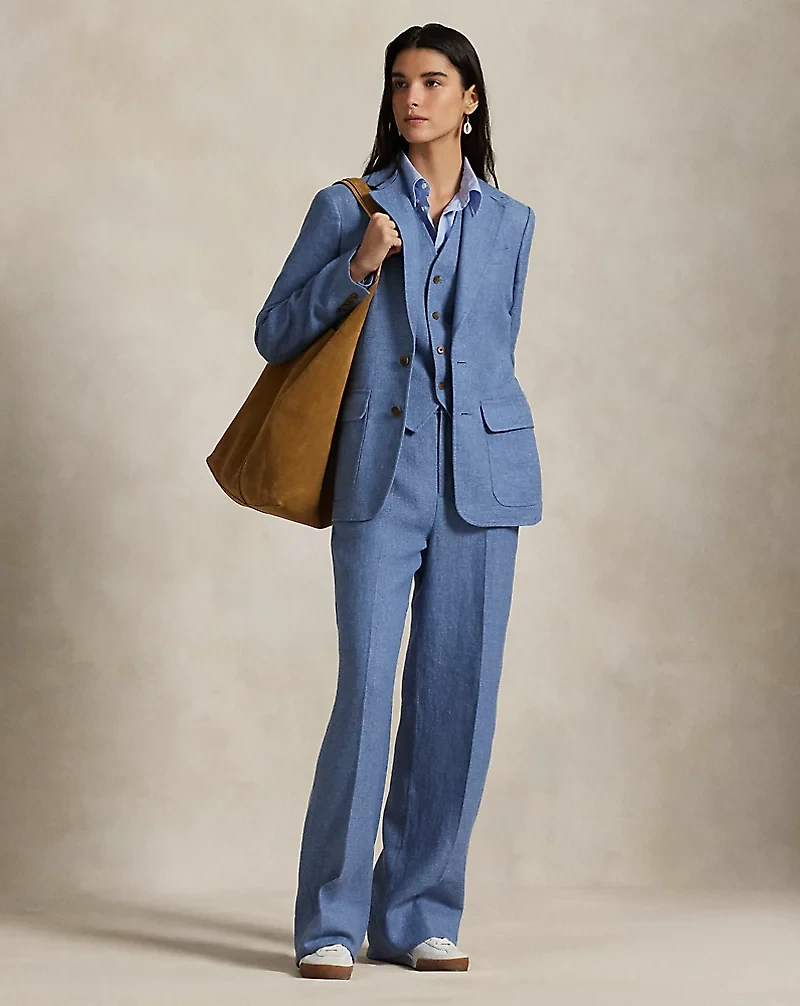 Linen-Cotton Twill Vest