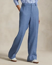 Linen-Cotton Twill Wide-Leg Pant
