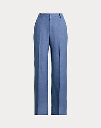 Linen-Cotton Twill Wide-Leg Pant