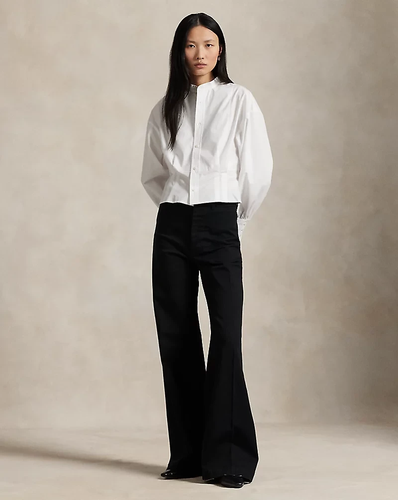 Cropped Cotton Poplin Tuxedo Shirt