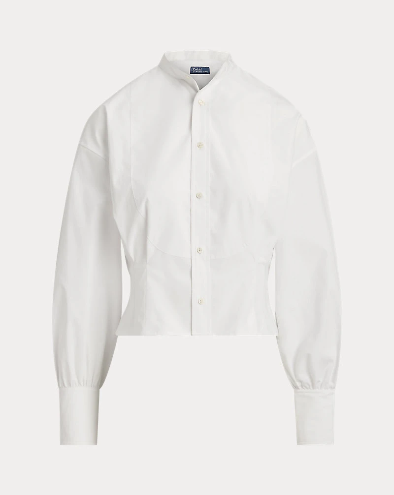 Cropped Cotton Poplin Tuxedo Shirt
