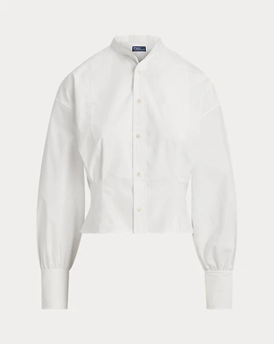 Cropped Cotton Poplin Tuxedo Shirt