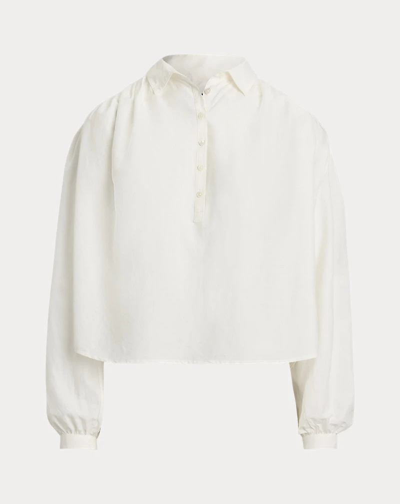 Pleated Cotton-Silk Blouse