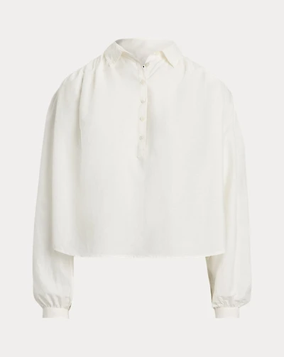 Pleated Cotton-Silk Blouse