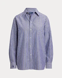 Oversize Fit Striped Cotton-Linen Shirt