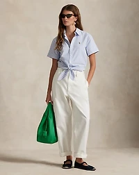 Striped Oxford Tie-Front Cropped Shirt