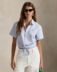 Striped Oxford Tie-Front Cropped Shirt