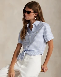 Striped Oxford Tie-Front Cropped Shirt