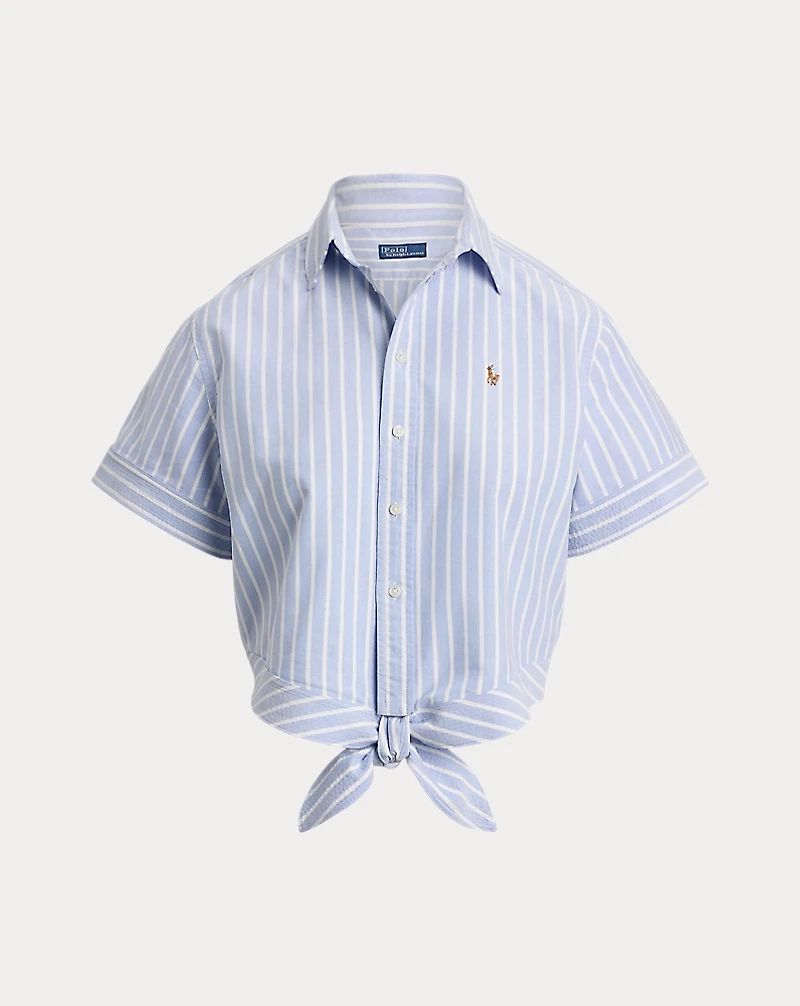 Striped Oxford Tie-Front Cropped Shirt