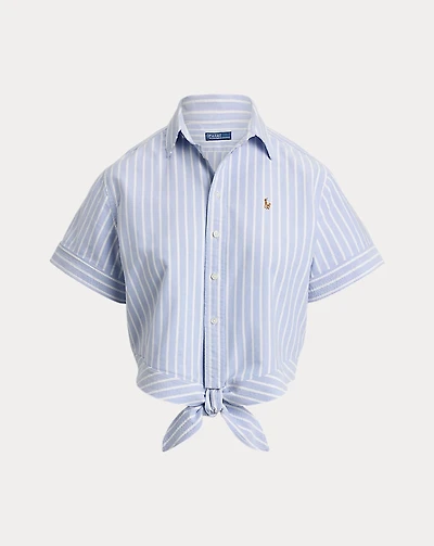 Striped Oxford Tie-Front Cropped Shirt