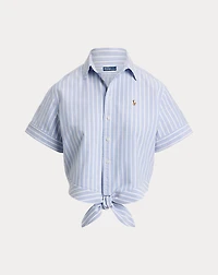 Striped Oxford Tie-Front Cropped Shirt