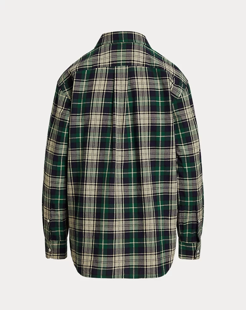 Relaxed Fit Plaid Cotton Shirt
