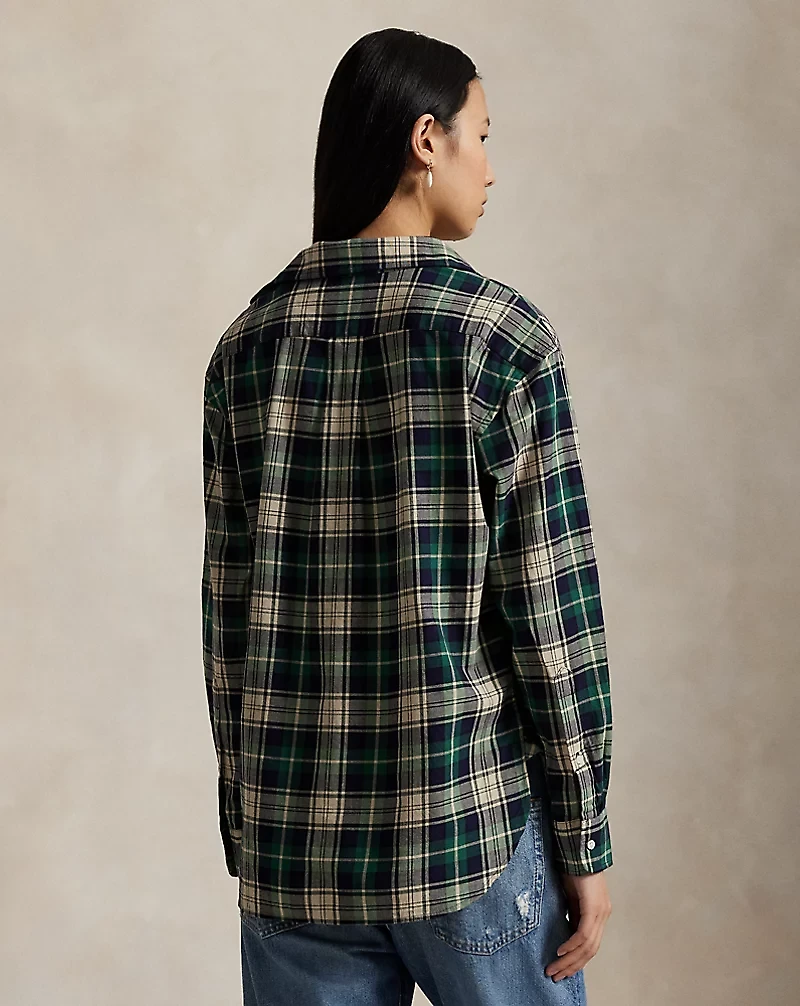 Relaxed Fit Plaid Cotton Shirt