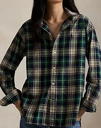 Relaxed Fit Plaid Cotton Shirt