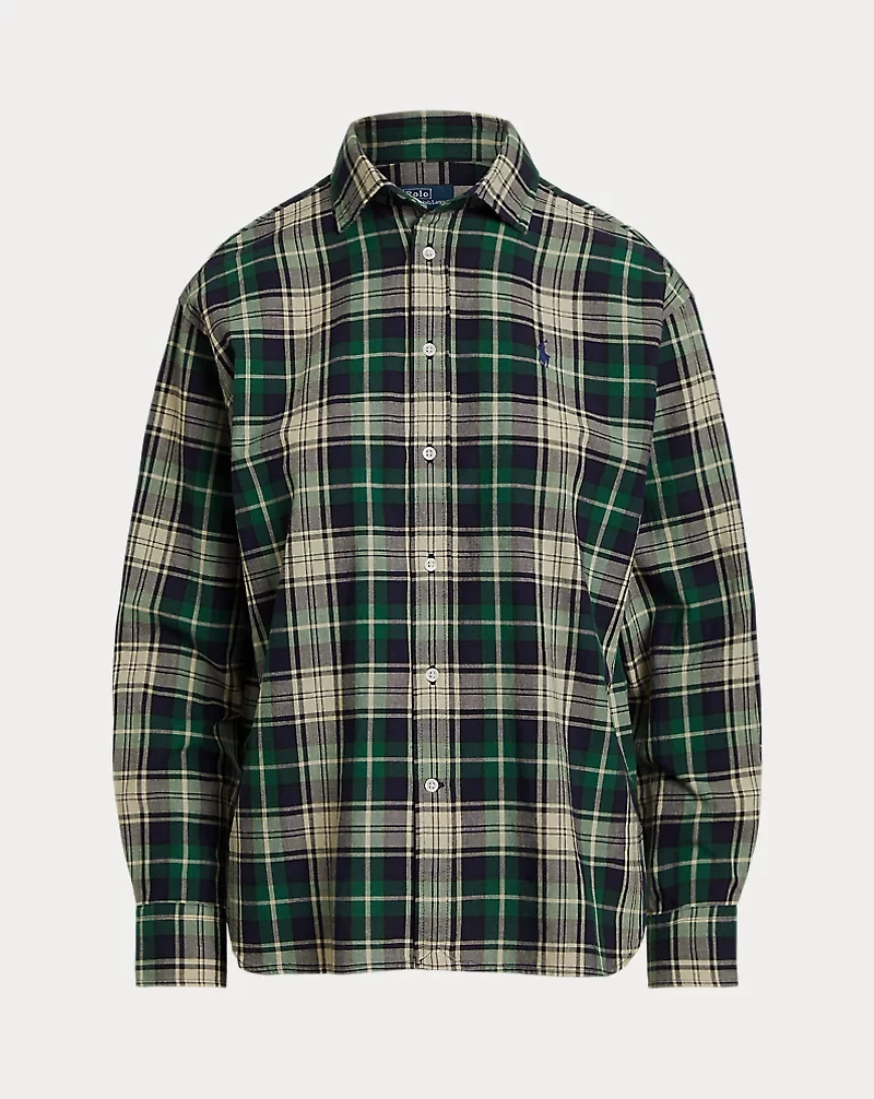 Relaxed Fit Plaid Cotton Shirt