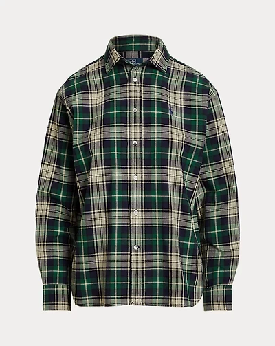 Relaxed Fit Plaid Cotton Shirt