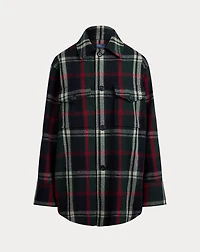 Plaid Wool-Blend Twill Shirt Jacket