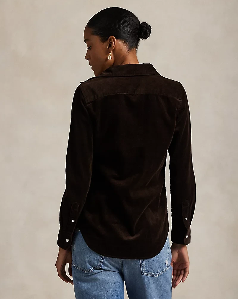 Stretch Slim Fit Cotton Corduroy Shirt