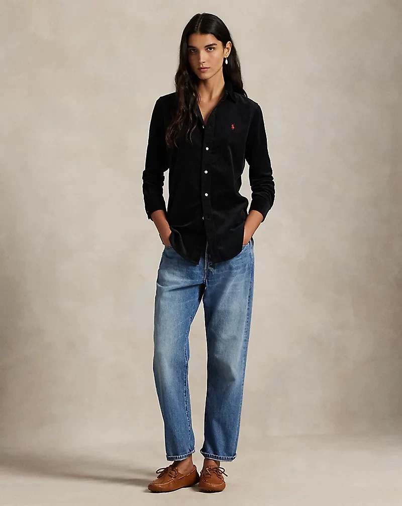 Stretch Slim Fit Cotton Corduroy Shirt