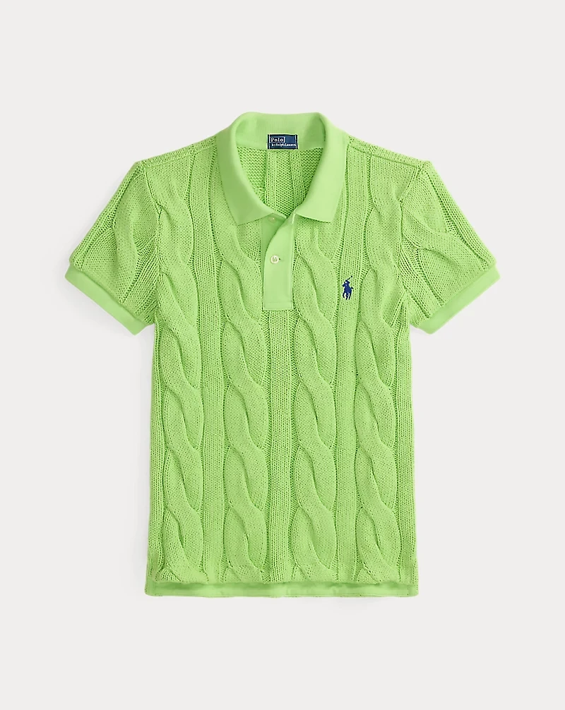 Cable-Knit Cotton Polo Shirt